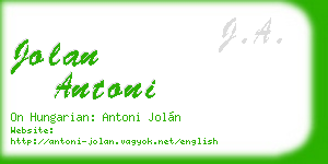 jolan antoni business card